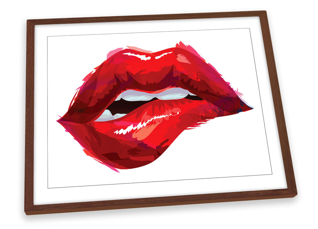 Lip Bite Kiss Fashion Framed