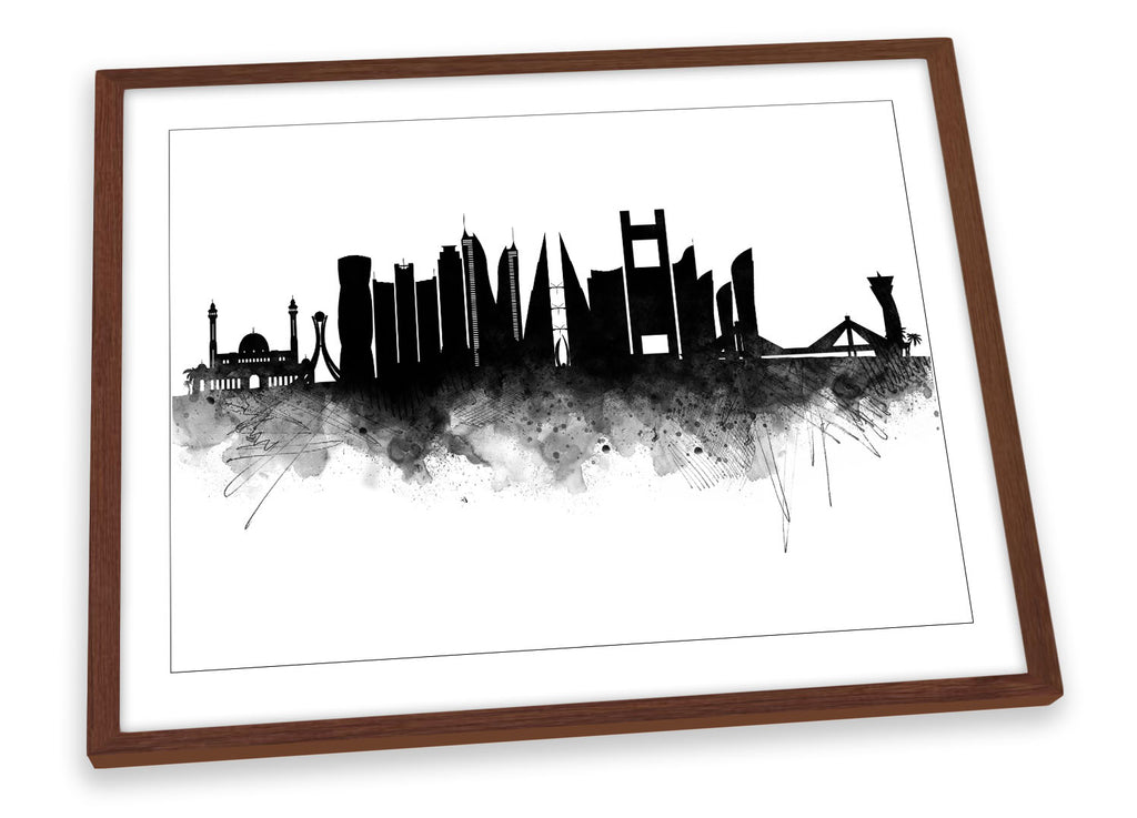 Manama Abstract City Skyline Black Framed