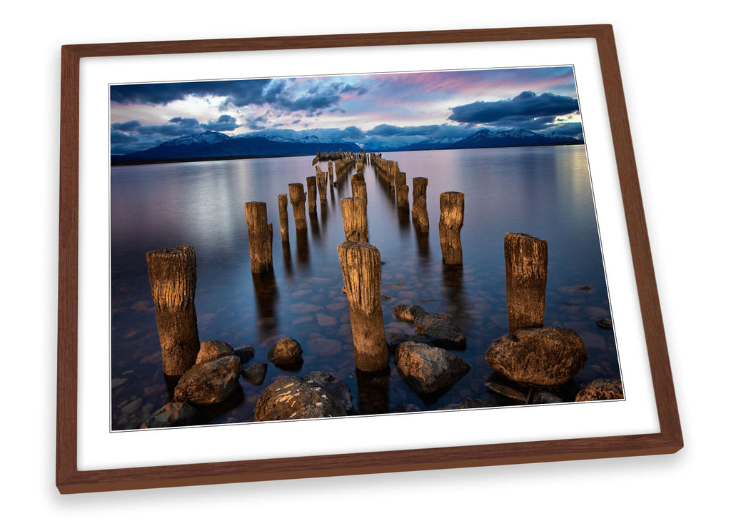 Sunset Pier Jetty Lake Framed