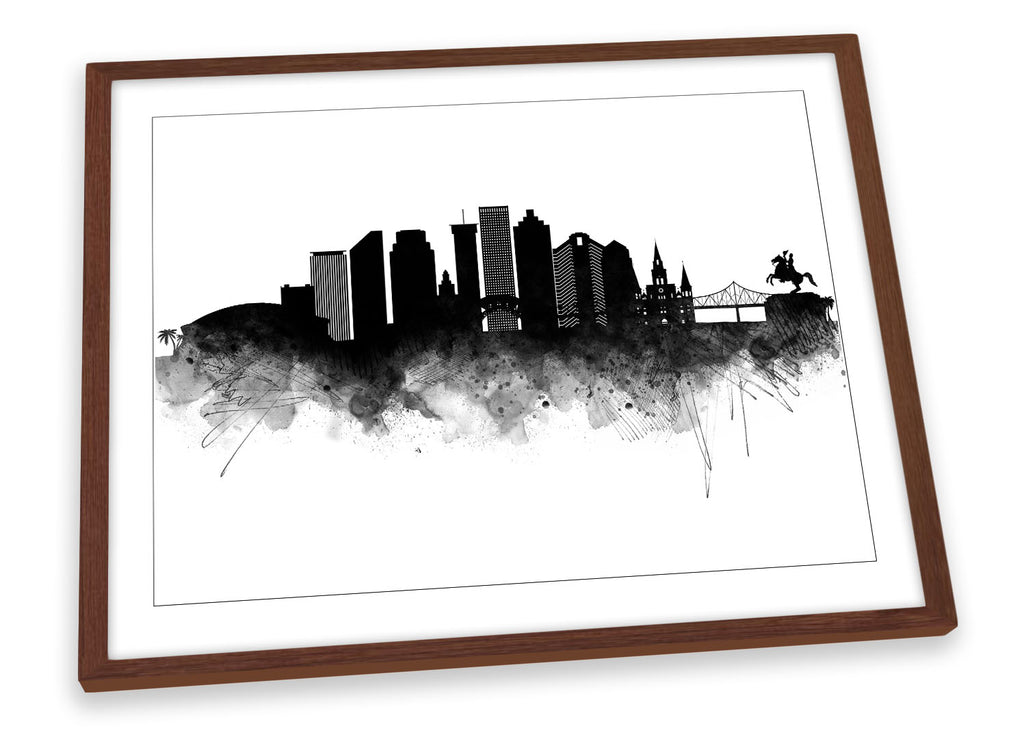 New Orleans Abstract City Skyline Black Framed