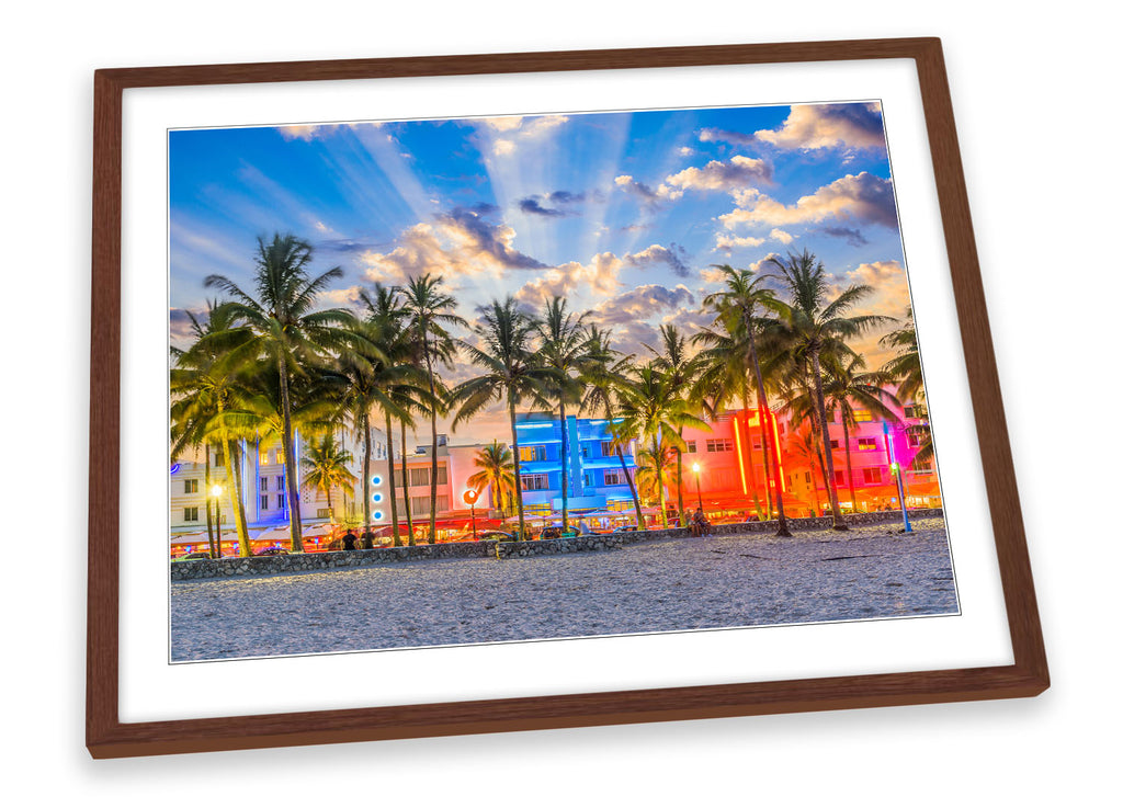 Miami Beach Florida Multi-Coloured Framed