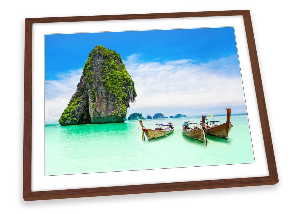 Paradise Beach Boats Thailand Framed