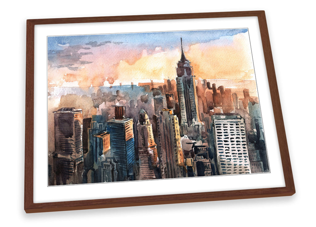 New York City Watercolour Framed