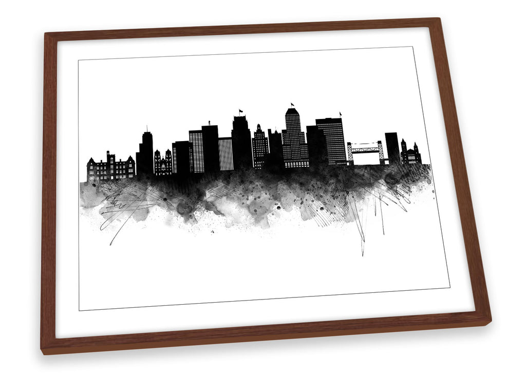 Newark Abstract City Skyline Black Framed