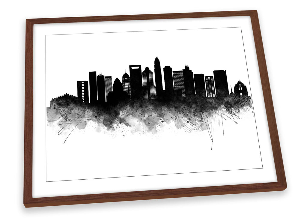 Charlotte Abstract City Skyline Black Framed
