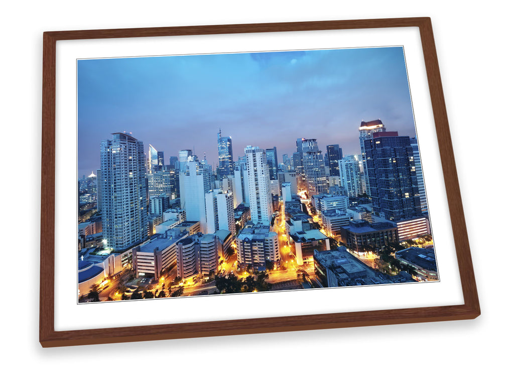 Manila Philippines City Skyline Framed
