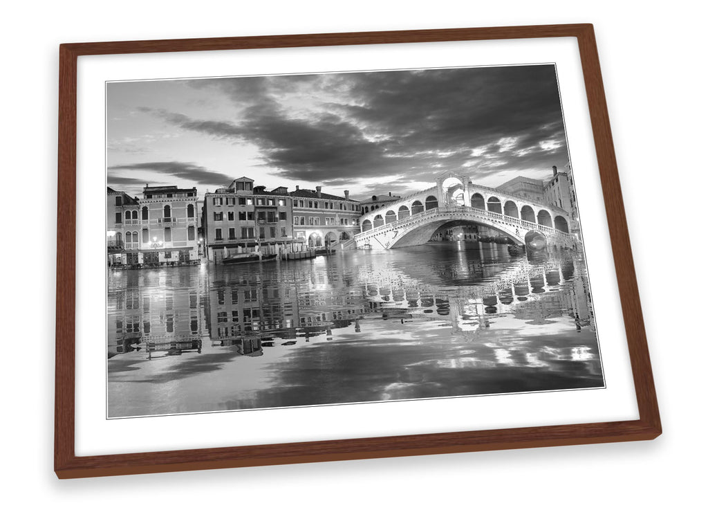 Venice Rialto Bridge Italy B&W Framed