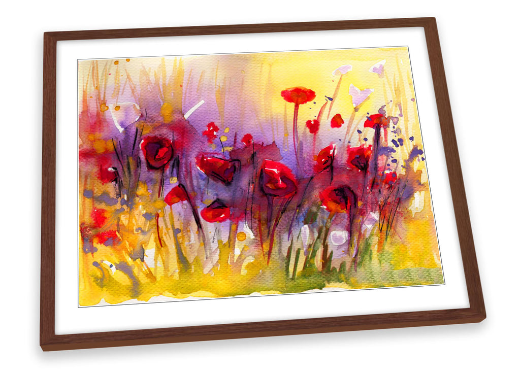 Abstract Red Poppy Flowers Framed