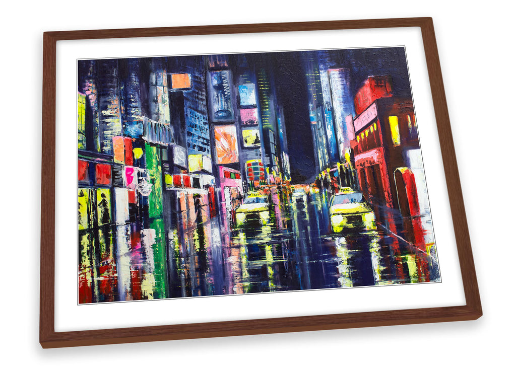 New York Times Square Multi-Coloured Framed