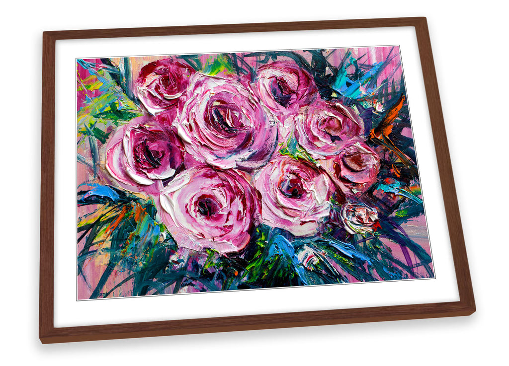 Pink Floral Flowers Repro Framed