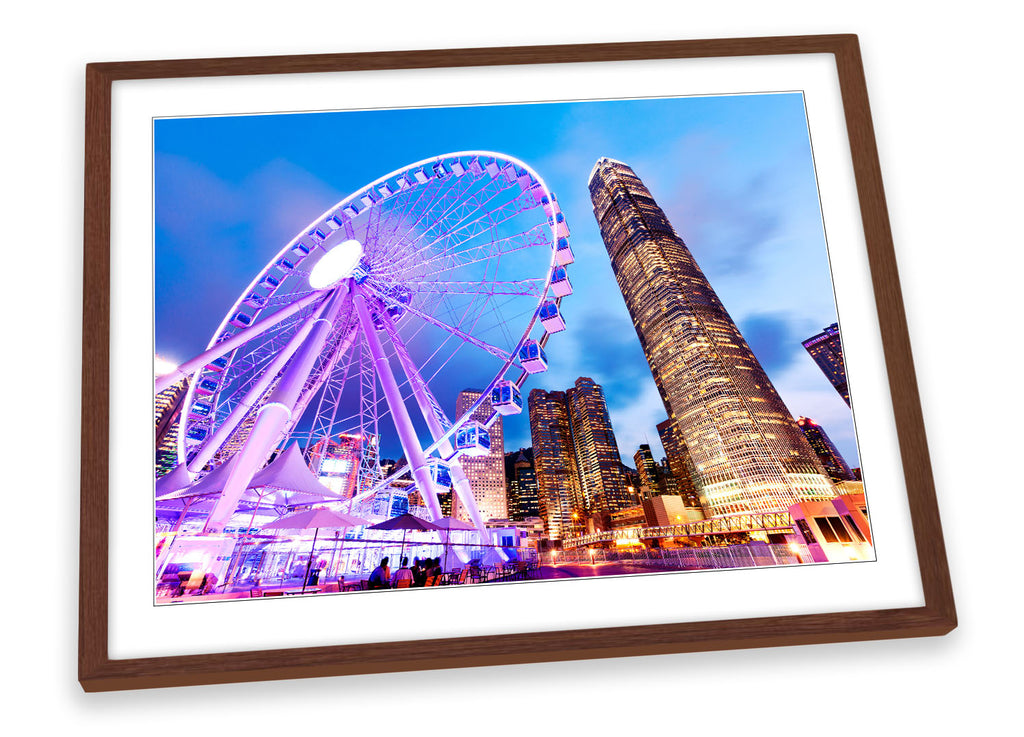 Hong Kong Cityscape Blue Framed