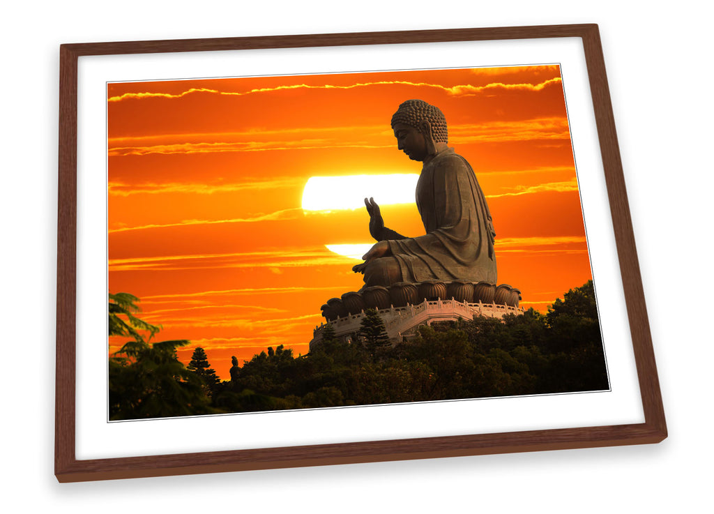 Buddha Statue Sunset Framed