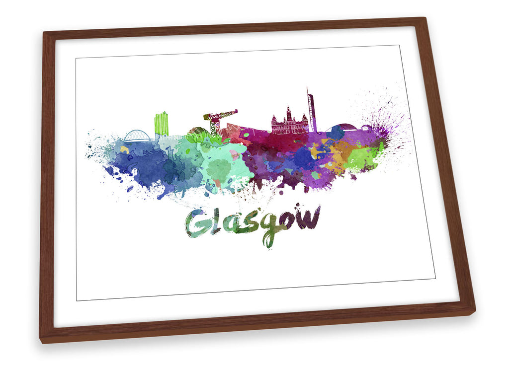 Glasgow Watercolour Skyline Framed
