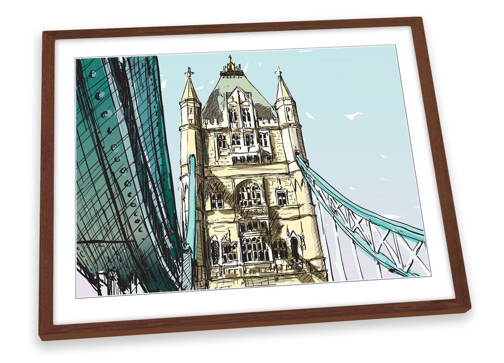 London Tower Bridge Modern Blue Framed