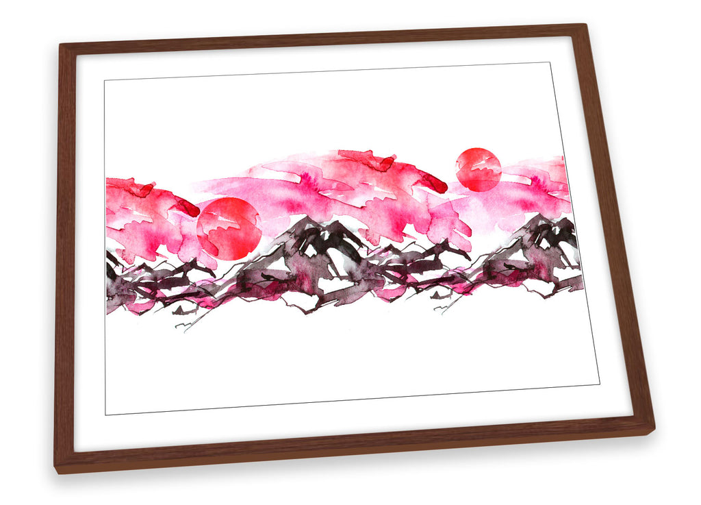 Pink Abstract Mountain Repro Framed