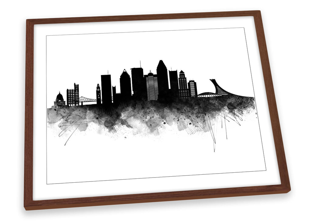 Montreal Abstract City Skyline Black Framed