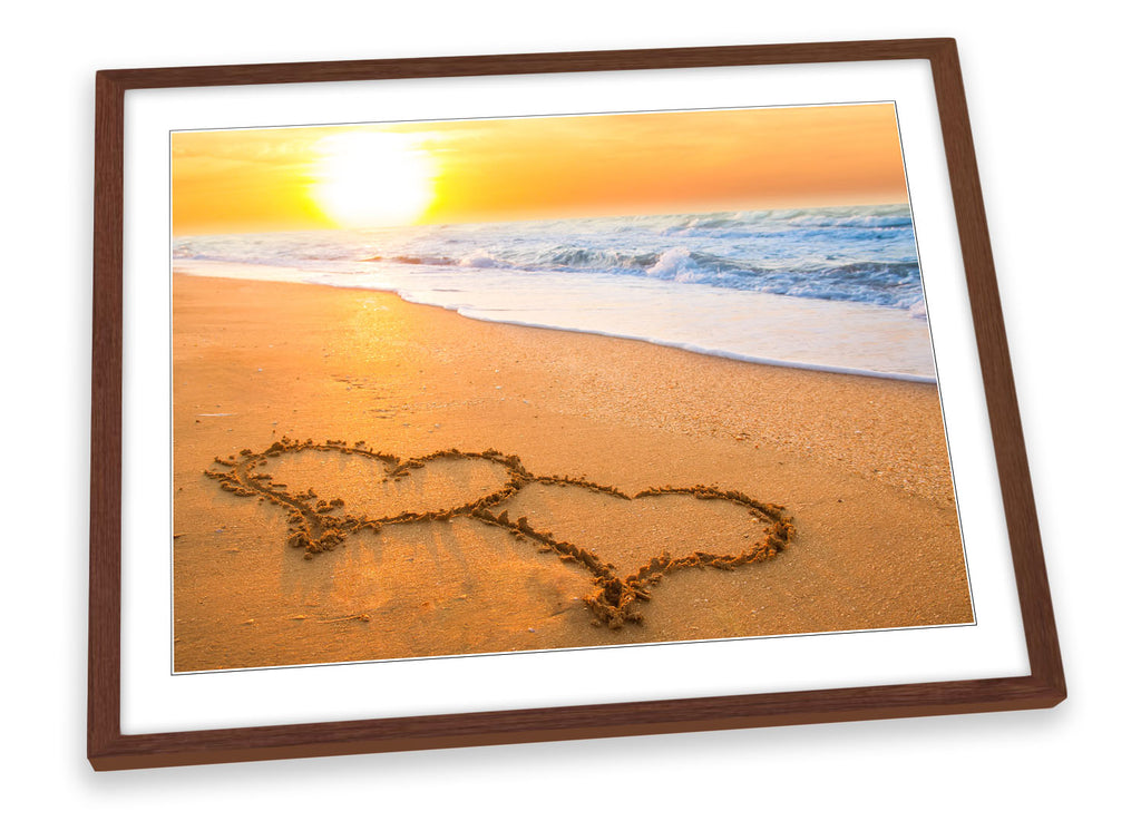 Beach Sunset Heart Love Framed