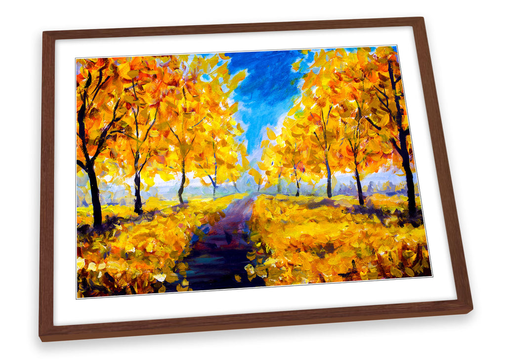 Autumn Tree Park Painting Orange Framed