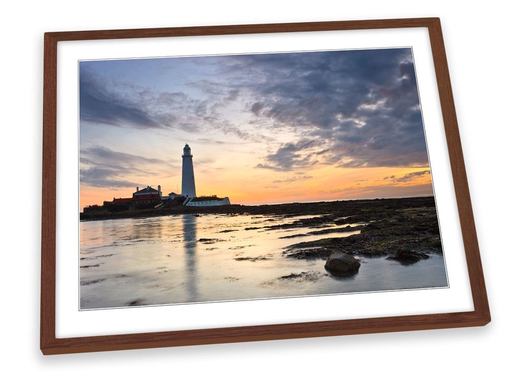 St Marys Lighthouse Sunset Tynemouth Framed