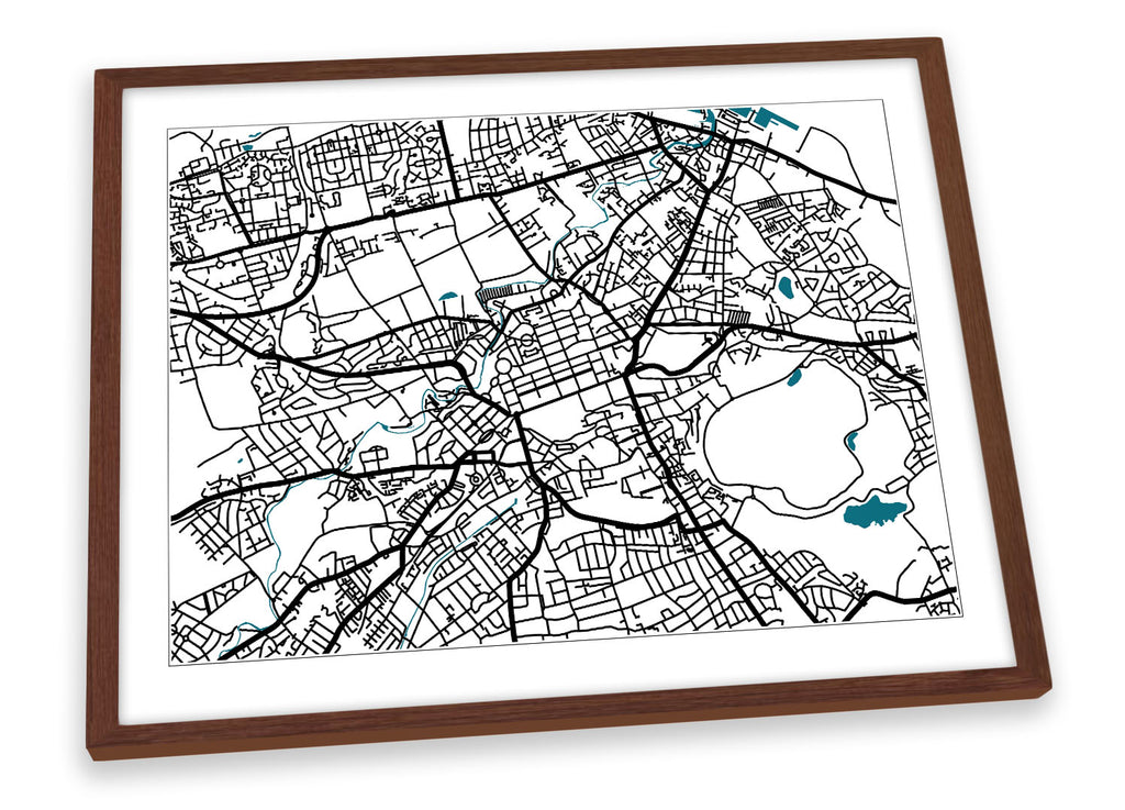 Edinburgh Map City Minimalistic Modern Framed