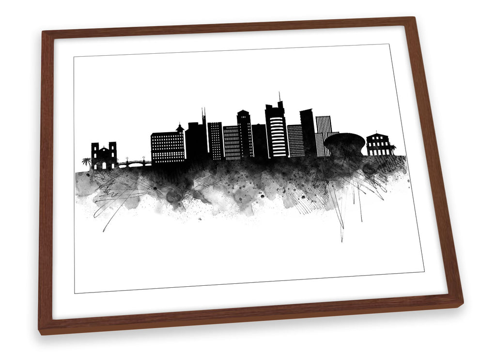 Port Louis Abstract City Skyline Black Framed