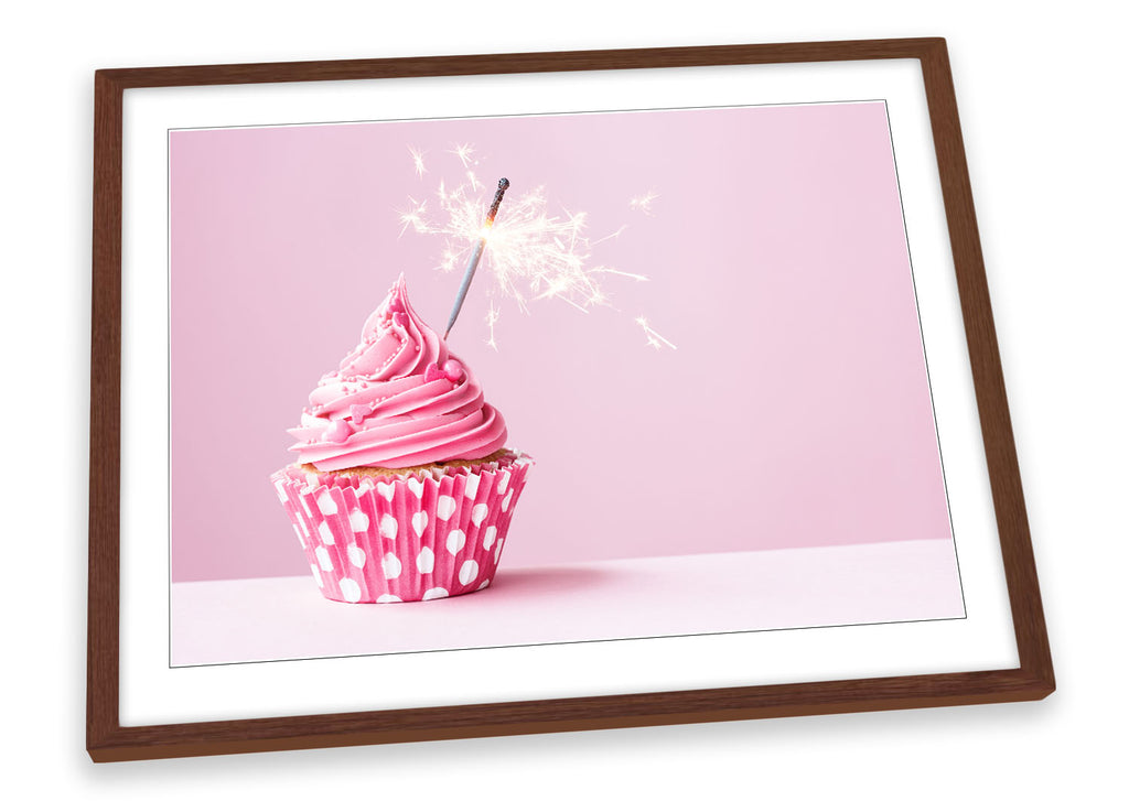 Pink Cup Cake Sparkler Framed