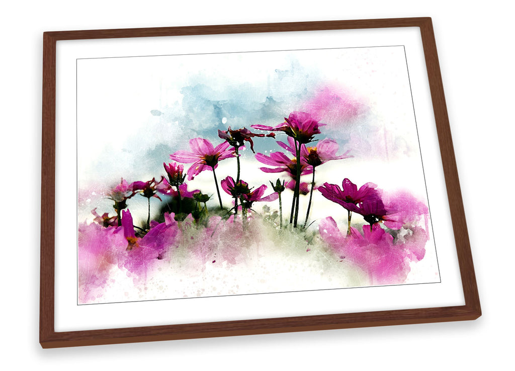 Modern Pink Floral Flowers Framed