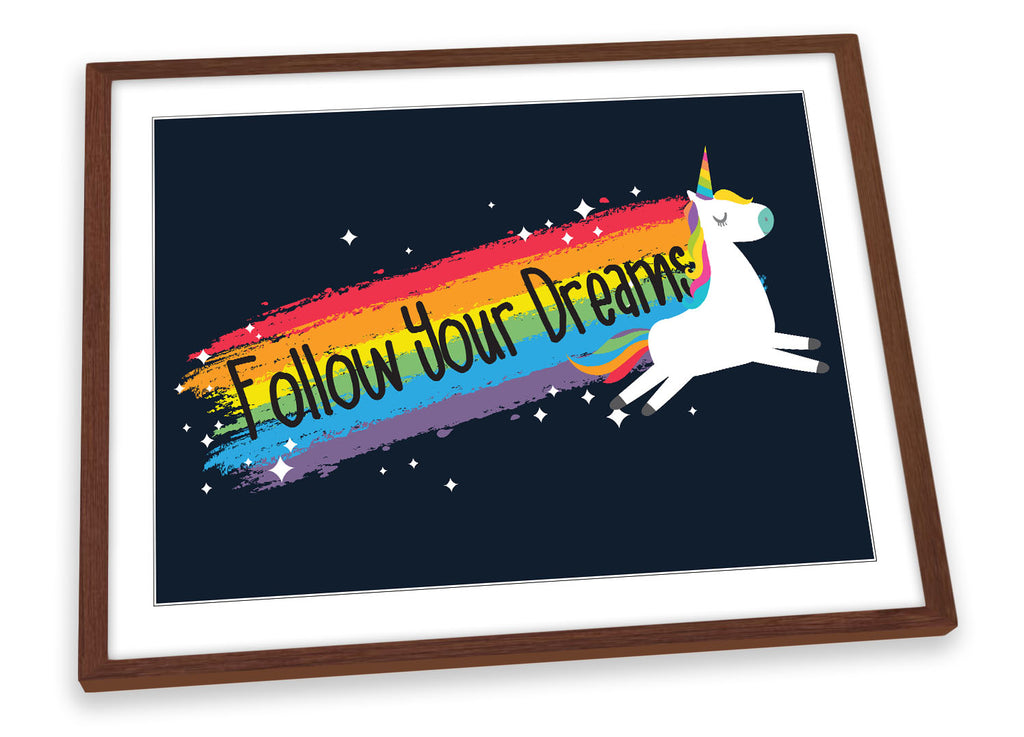 Unicorn Follow Your Dreams Multi-Coloured Framed