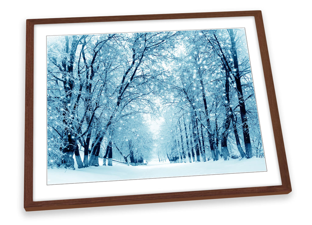 Winter Forest Blue Landscape Framed