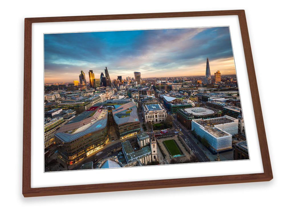 London Skyline City Multi-Coloured Framed