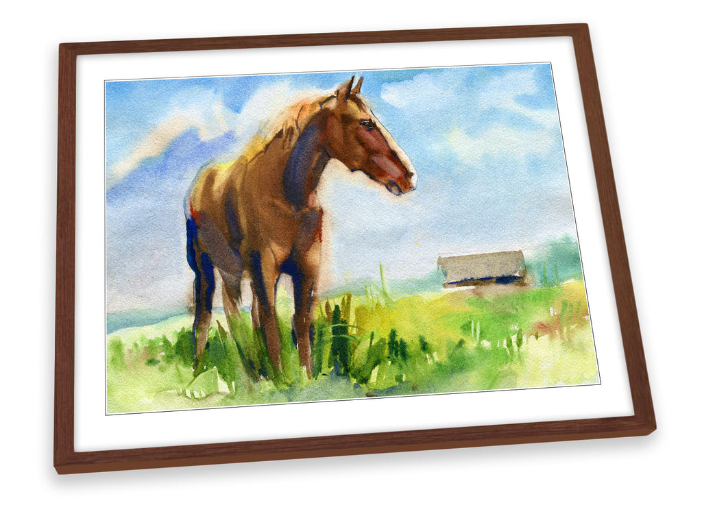 Horse Watercolours Repro Framed