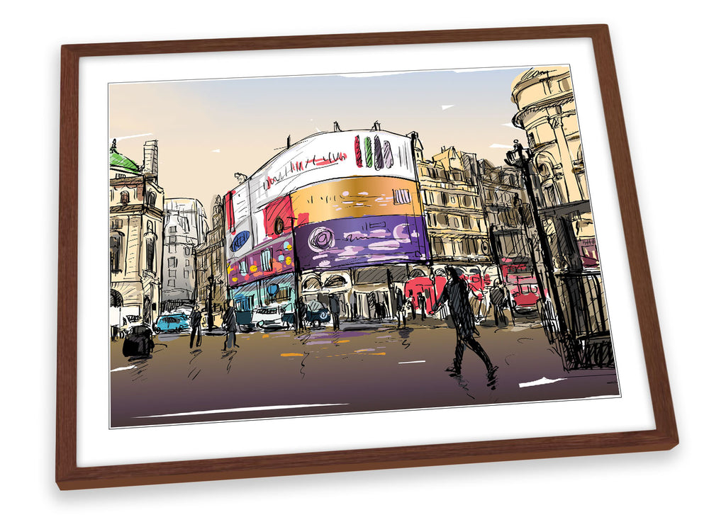 Picadilly Circus London Multi-Coloured Framed