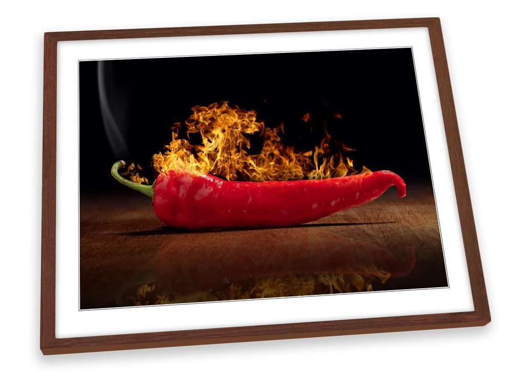 Red Hot Flaming Chilli Kitchen Framed