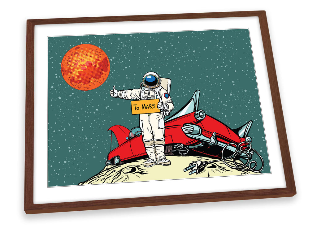 Hitchhiker Spaceman Mars Green Framed