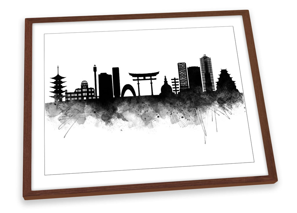 Hiroshima Abstract City Skyline Black Framed
