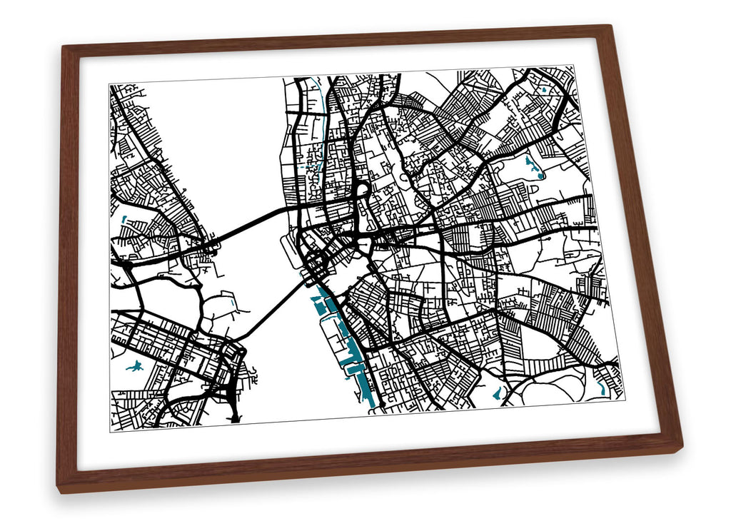 Liverpool Map City Minimalistic Modern Framed