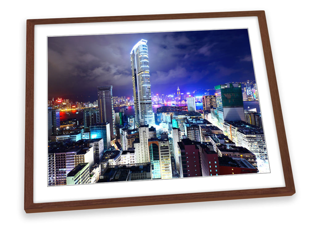 Hong Kong City Night Framed