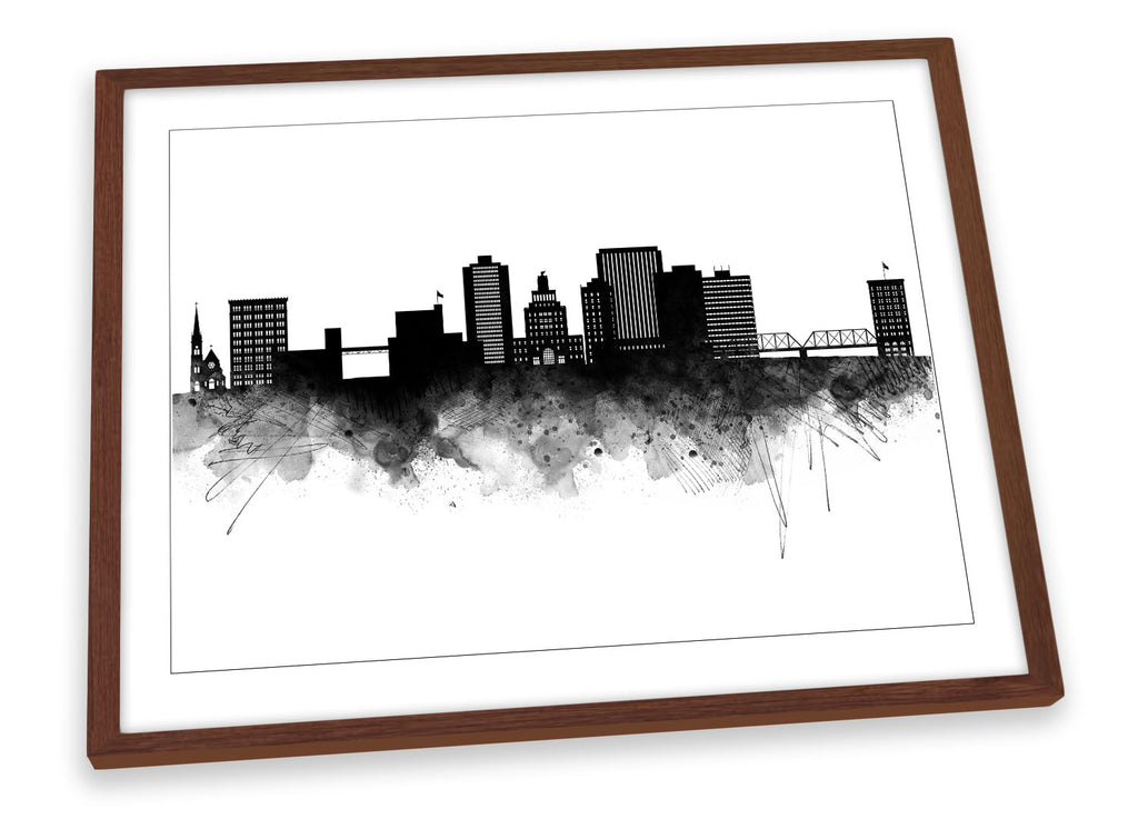 Cedar Rapids Abstract City Skyline Black Framed