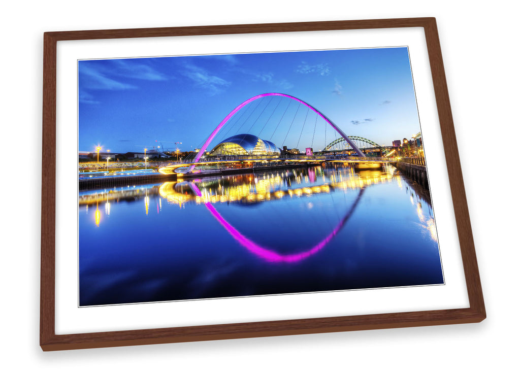 Newcastle River Tyne Bridges Sunset Framed