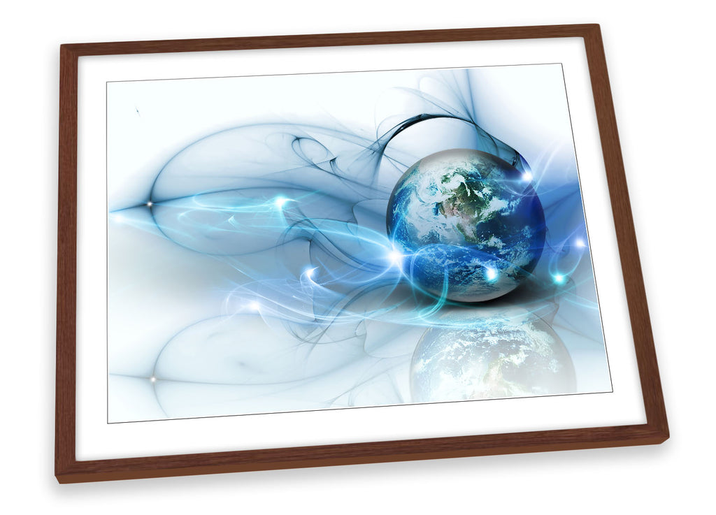 Abstract Blue Planet Earth Framed