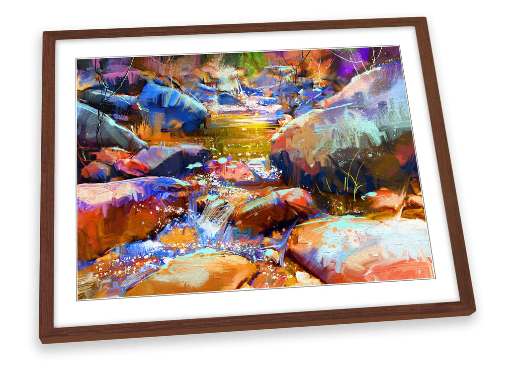 Abstract Landscape Waterfall Framed