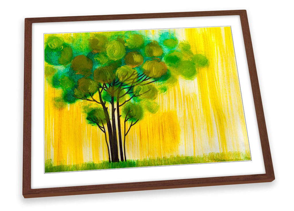 Green Tree Repro Yellow Framed