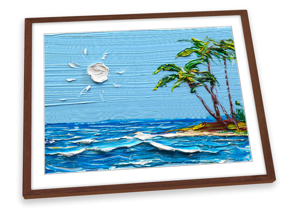 Blue Desert Island Seascape Framed