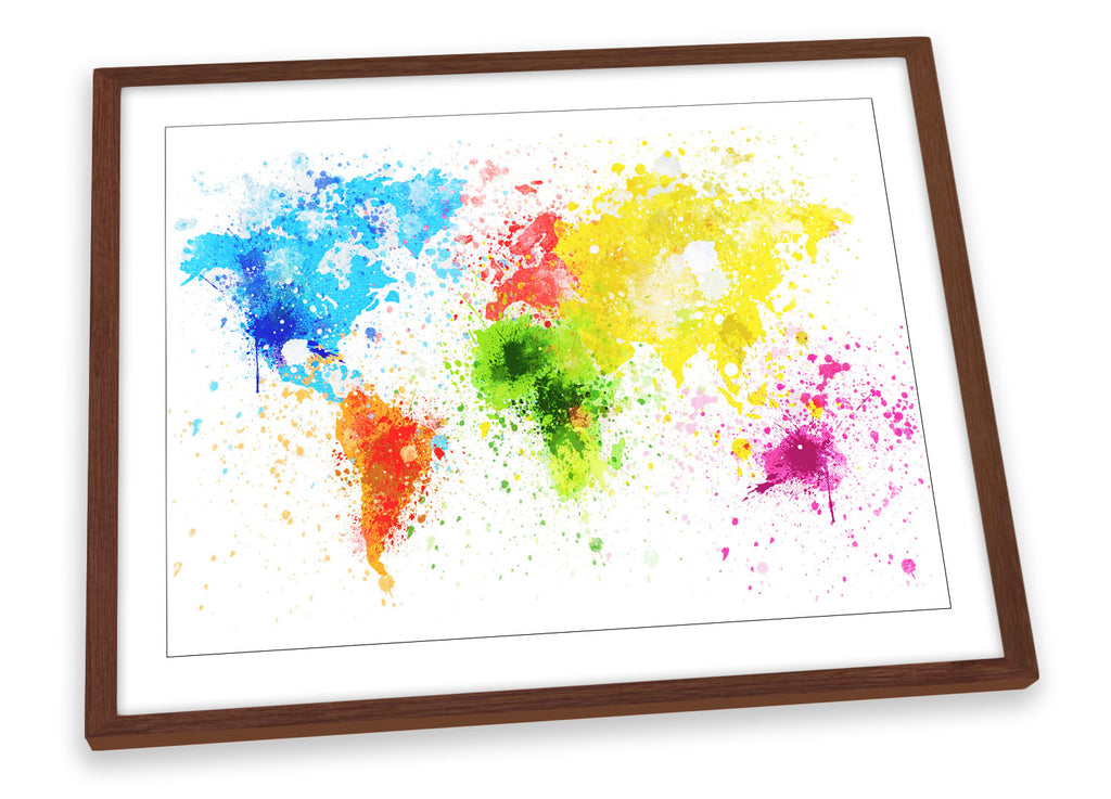 Map of the World Splatter Framed