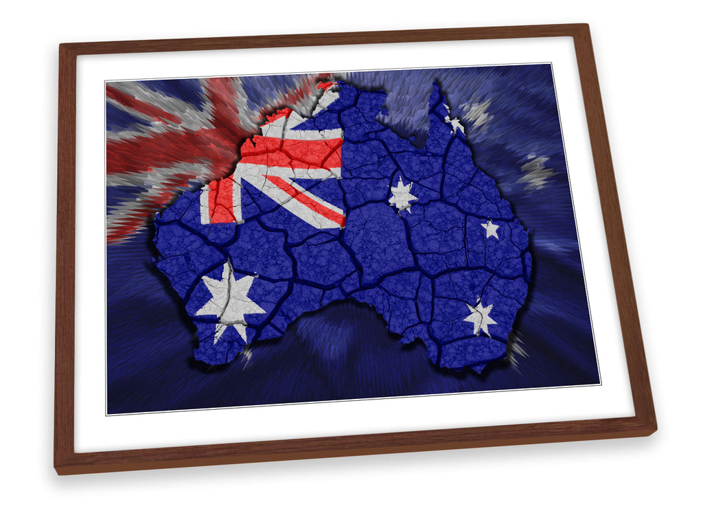 Map of Australia Flag Framed