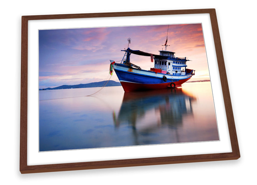 Fishing Boat Sunset Framed