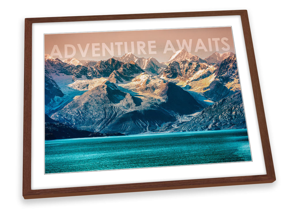 Adventure Awaits Mountains Multi-Coloured Framed