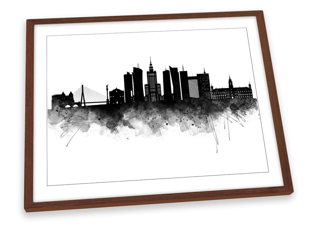 Warsaw Abstract City Skyline Black Framed