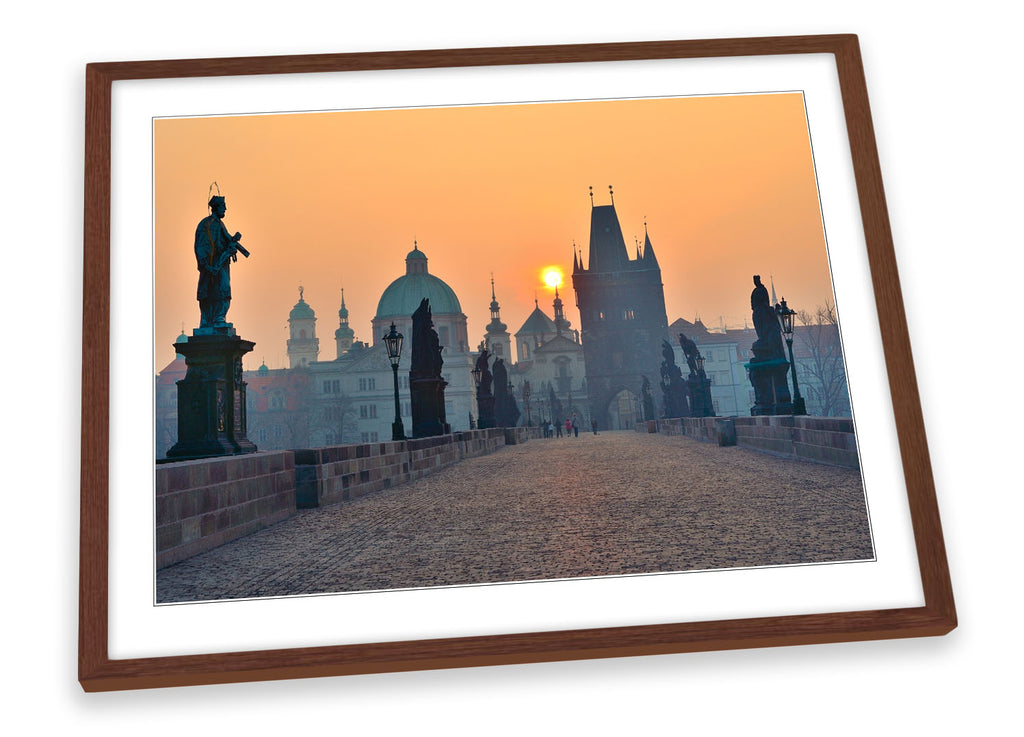 Prague St Charles Bridge Sunset Framed
