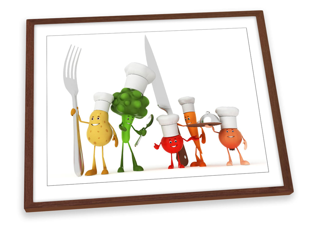 Kitchen Vegetable Characters Framed
